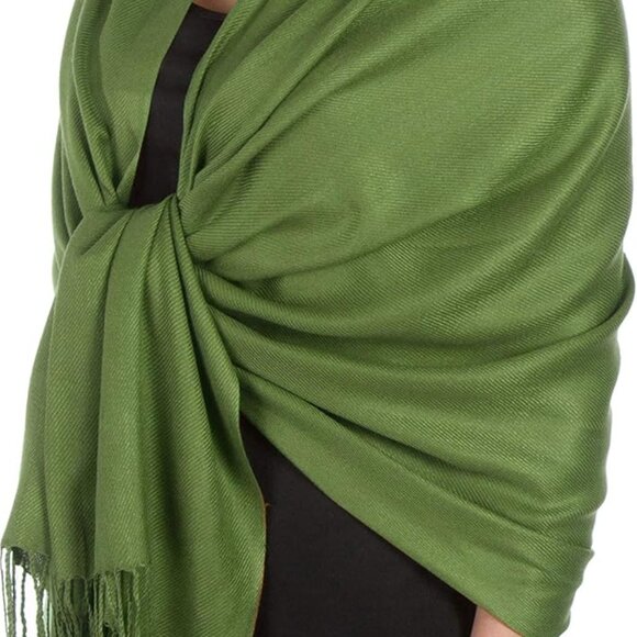 Large Soft Silky Viscose Pashmina Shawl Wrap Scarf for Women in Solid Colors - Picture 1 of 6